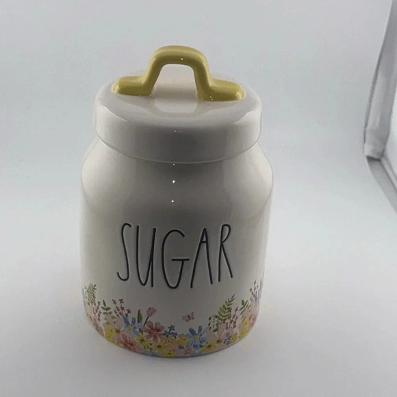 💥Rae Dunn Spring/Floral/Flowers Sugar Ceramic Canister Food storage w/lid 8” - Picture 3 of 14